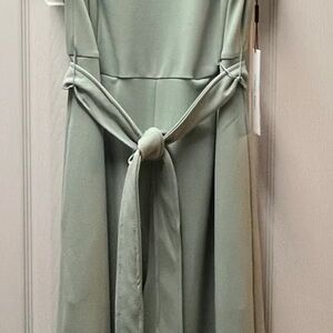 Jumpsuit Calvin Klein Sleeveless Sage Green V-Neck Midi Dress with Tie Waist